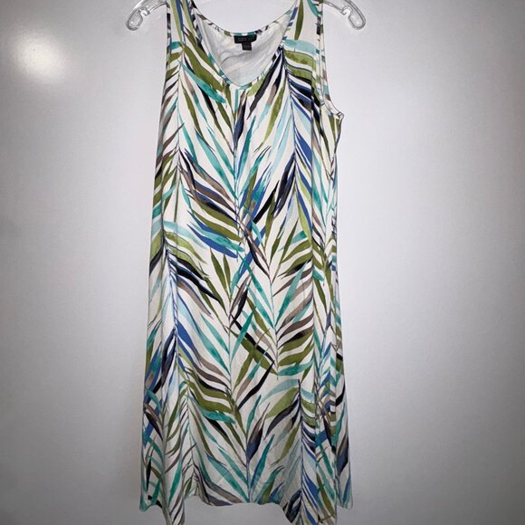 J.JILL Wearever Collection Sleeveless Dress Size Small Tropical Floral Leaf - Picture 1 of 9